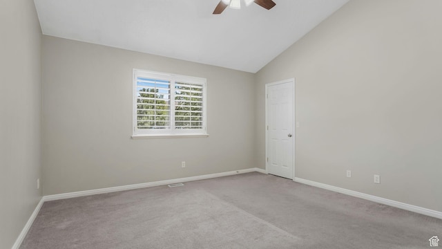 3062 W Davencourt Loop N, Lehi, UT 84043 - spare room featuring a ceiling fan, carpet floors, baseboards, and vaulted ceiling