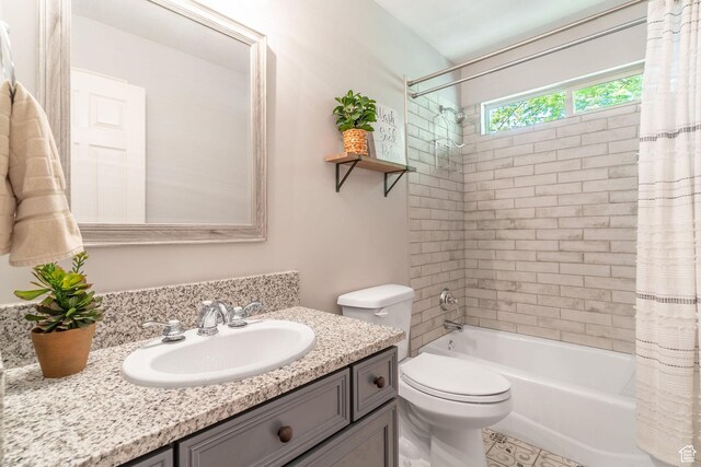 250 E 950 N, Kaysville, UT 84037 - bathroom featuring vanity, shower / bath combination with curtain, and toilet