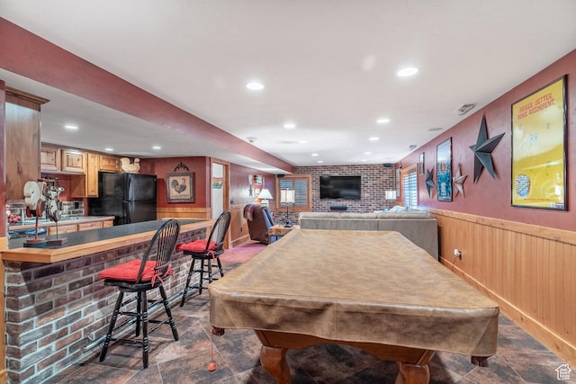250 E 950 N, Kaysville, UT 84037 - game room with dark stone finish floors, a bar, wainscoting, recessed lighting, and billiards