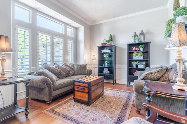 250 E 950 N, Kaysville, UT 84037 - living room featuring wood finished floors and ornamental molding