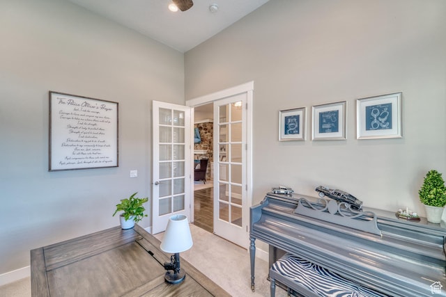 3207 W 2650 S, Hurricane, UT 84737 - carpeted office space with french doors, baseboards, and lofted ceiling