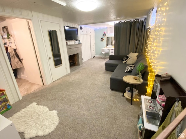 1321 Darling St, Ogden, UT 84403 - living area featuring carpet floors and a fireplace