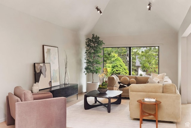 2655 E Hiawatha Cir, Salt Lake City, UT 84108 - living area featuring rail lighting and high vaulted ceiling