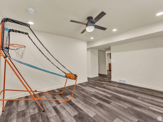 5636 W Lost Mine Ln, Herriman, UT 84096 - below grade area with a ceiling fan, wood finished floors, baseboards, and recessed lighting