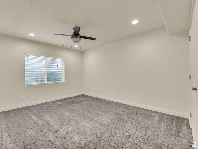 5636 W Lost Mine Ln, Herriman, UT 84096 - carpeted spare room featuring ceiling fan, baseboards, and recessed lighting