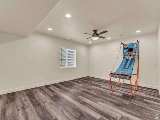5636 W Lost Mine Ln, Herriman, UT 84096 - unfurnished bedroom featuring recessed lighting, dark wood-style flooring, baseboards, and ceiling fan