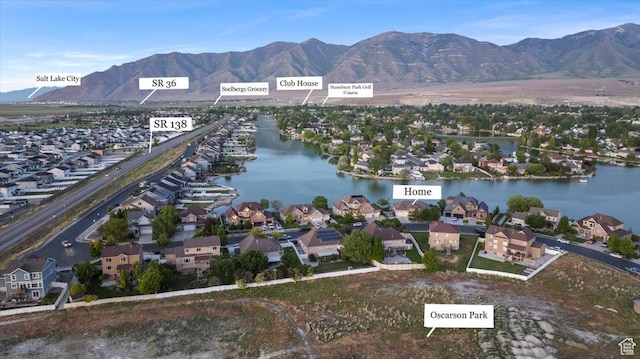 6142 N Schooner Ln, Stansbury Park, UT 84074 - aerial perspective of suburban area with a water and mountain view