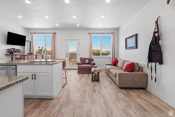 1024 E 1300 S Unit 31, Provo, UT 84606 - living area with plenty of natural light, light wood-style flooring, recessed lighting, and a textured ceiling