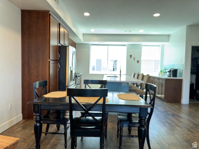 5308 W Solafax Ln S, Herriman, UT 84096 - dining area with dark wood finished floors and recessed lighting