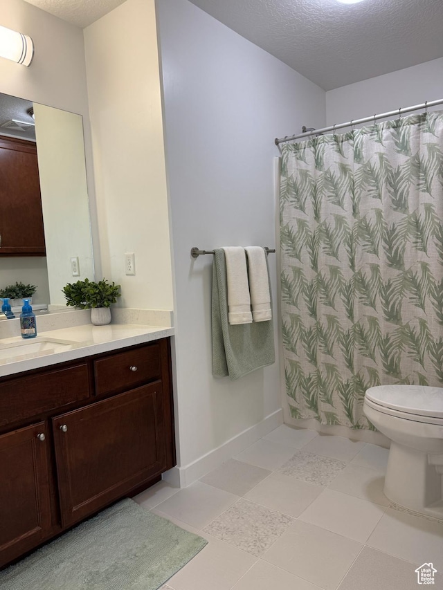 5308 W Solafax Ln S, Herriman, UT 84096 - full bathroom featuring vanity, a shower with curtain, and a textured ceiling