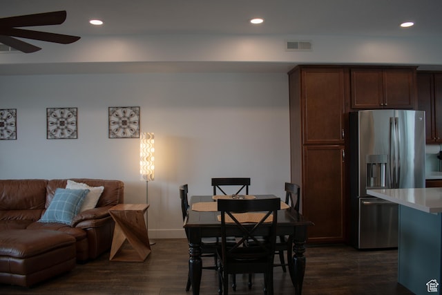 5308 W Solafax Ln S, Herriman, UT 84096 - dining space with ceiling fan, dark wood-style floors, and recessed lighting