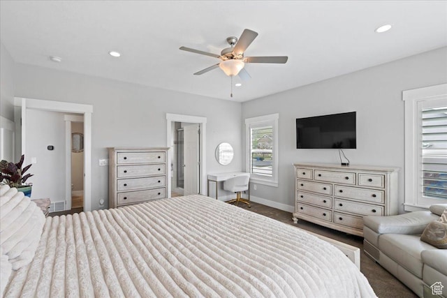 6688 W Buck Dr, Herriman, UT 84096 - bedroom with baseboards, recessed lighting, and a ceiling fan