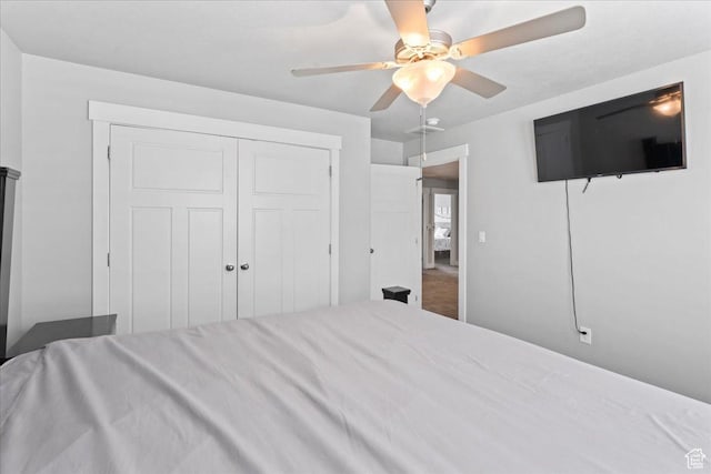 6688 W Buck Dr, Herriman, UT 84096 - bedroom with ceiling fan and a closet