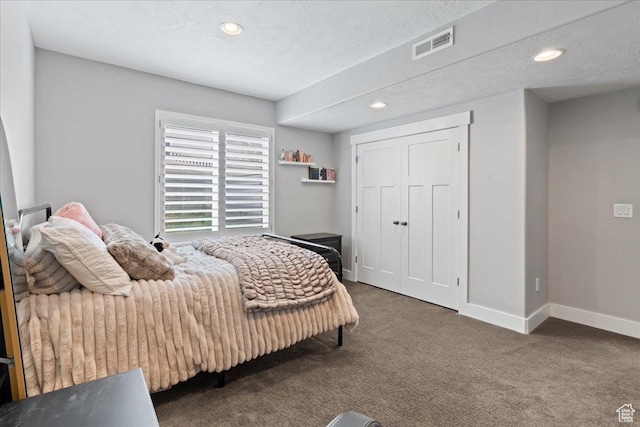 6688 W Buck Dr, Herriman, UT 84096 - carpeted bedroom featuring recessed lighting, baseboards, a closet, and a textured ceiling