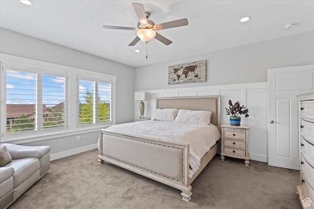 6688 W Buck Dr, Herriman, UT 84096 - carpeted bedroom with recessed lighting, baseboards, and a ceiling fan