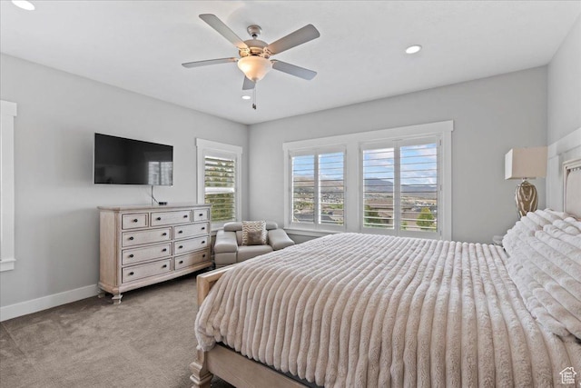 6688 W Buck Dr, Herriman, UT 84096 - carpeted bedroom with baseboards, recessed lighting, and a ceiling fan