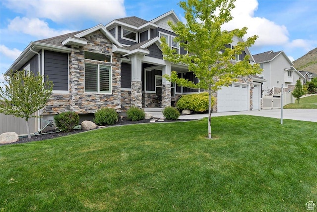 6688 W Buck Dr, Herriman, UT 84096 - craftsman-style home featuring concrete driveway, a garage, and stone siding