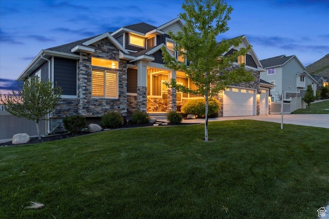 6688 W Buck Dr, Herriman, UT 84096 - craftsman-style home featuring stone siding, concrete driveway, and a garage