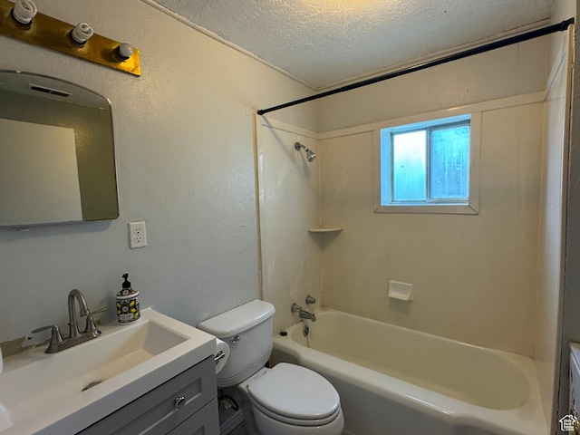109 W 300 S, Holden, UT 84636 - full bath featuring a textured ceiling, toilet, bathing tub / shower combination, vanity, and a textured wall