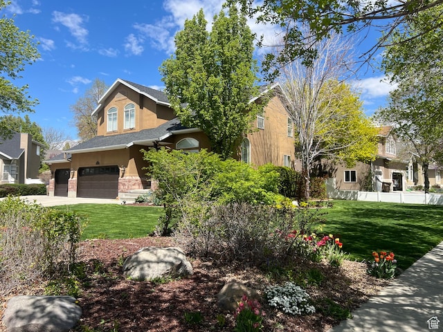 93 E Sweet Berry Ct, Draper, UT 84020 - obstructed view of property featuring stucco siding, stone siding, a garage, and driveway