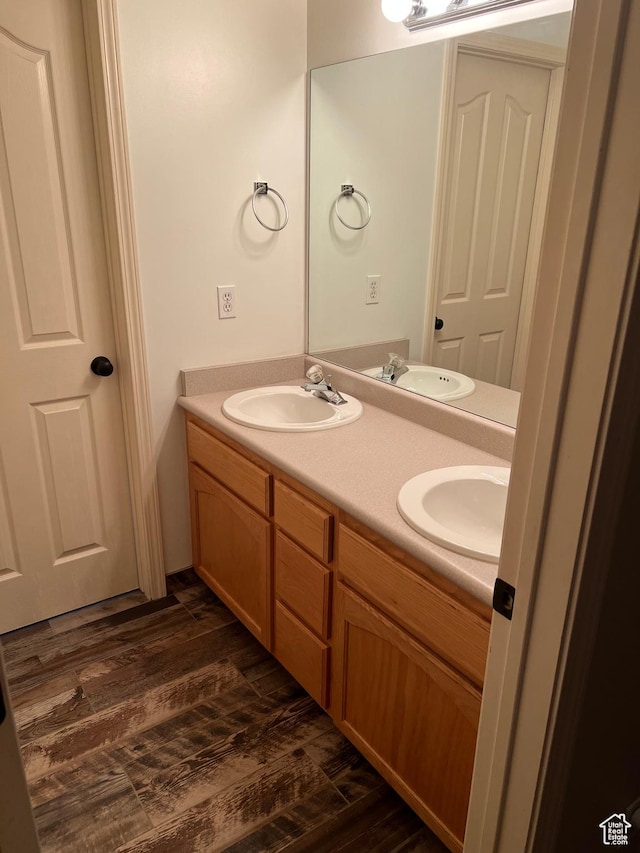 93 E Sweet Berry Ct, Draper, UT 84020 - bathroom featuring double vanity and wood finished floors