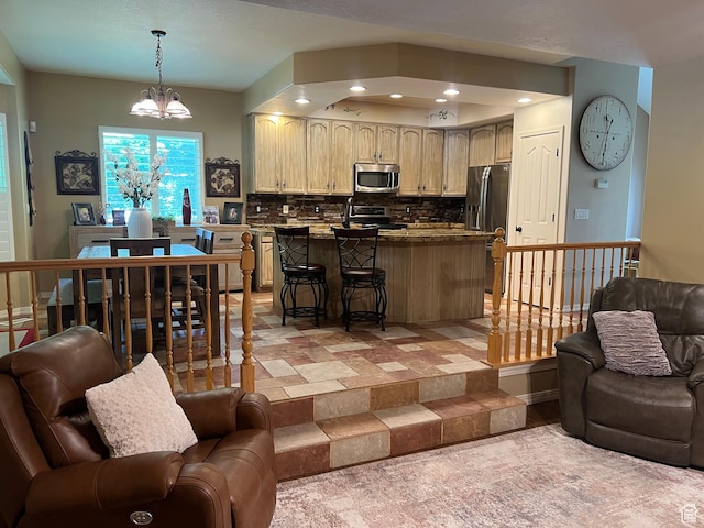 93 E Sweet Berry Ct, Draper, UT 84020 - living area with a chandelier, recessed lighting, and baseboards