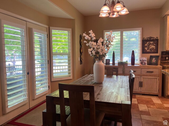 93 E Sweet Berry Ct, Draper, UT 84020 - dining space with a chandelier and plenty of natural light