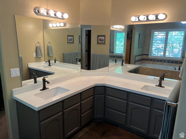 93 E Sweet Berry Ct, Draper, UT 84020 - full bath with a garden tub, double vanity, and tile patterned flooring
