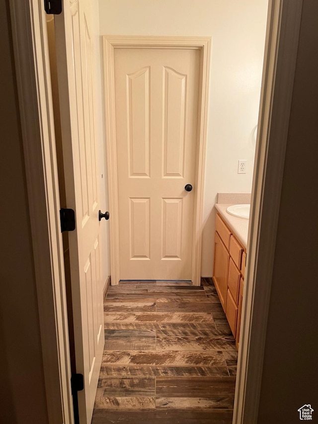 93 E Sweet Berry Ct, Draper, UT 84020 - bathroom with vanity and wood-type flooring