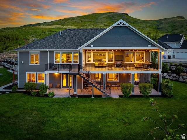 15113 S Cedar Meadow Cir, Herriman, UT 84096 - back of house with a patio area, stairway, a deck, and a yard