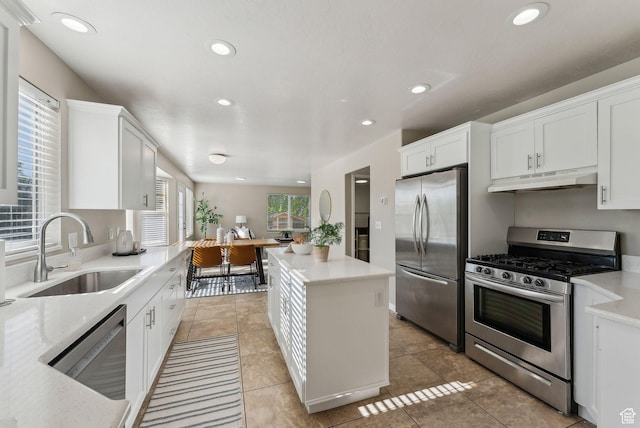 926 N 600 W, American Fork, UT 84003 - kitchen featuring stainless steel appliances, a sink, under cabinet range hood, light countertops, and white cabinets