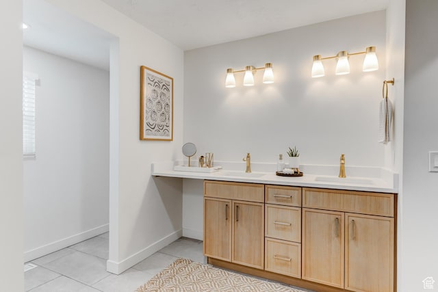 7474 S Brighton Way, Cottonwood Heights, UT 84121 - bathroom featuring tile patterned flooring, double vanity, and baseboards