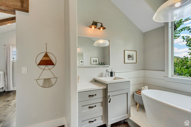 1685 N 300 E, Midway, UT 84049 - full bath with wood finished floors, vanity, and a freestanding bath