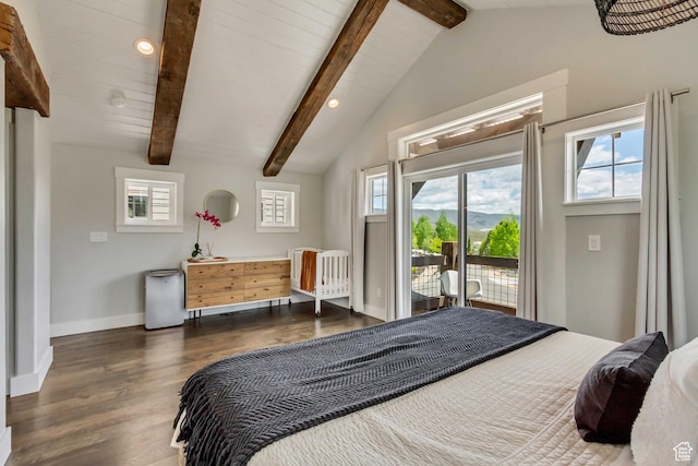1685 N 300 E, Midway, UT 84049 - bedroom featuring access to exterior, dark wood-style floors, baseboards, and recessed lighting