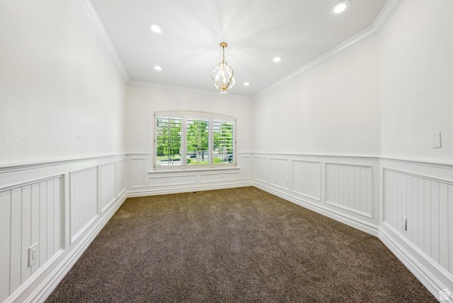 3444 N 180 E, Provo, UT 84604 - carpeted spare room featuring a chandelier, wainscoting, a decorative wall, recessed lighting, and ornamental molding