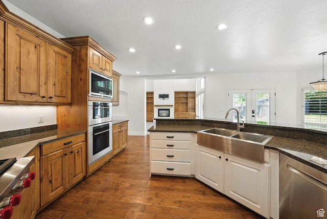 3444 N 180 E, Provo, UT 84604 - kitchen with a sink, appliances with stainless steel finishes, french doors, dark wood finished floors, and recessed lighting