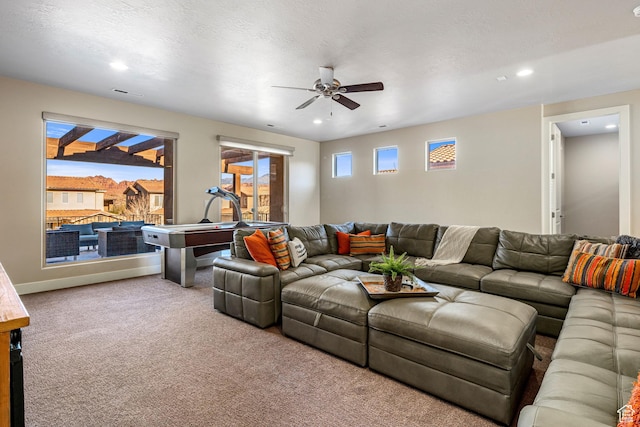 3800 Paradise Village Dr Unit 84, Santa Clara, UT 84765 - living room with a ceiling fan, carpet floors, and recessed lighting