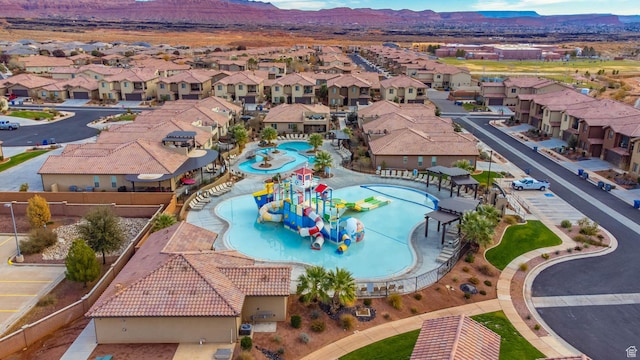3800 Paradise Village Dr Unit 84, Santa Clara, UT 84765 - aerial view of residential area featuring a mountain backdrop and a pool