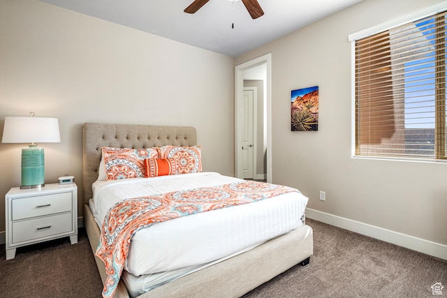 3800 Paradise Village Dr Unit 84, Santa Clara, UT 84765 - bedroom featuring dark colored carpet, baseboards, and a ceiling fan