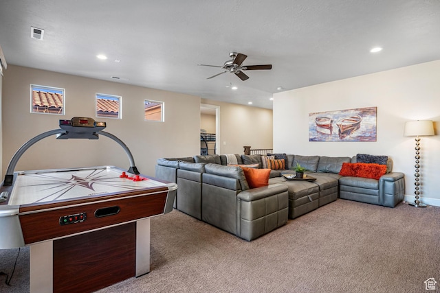3800 Paradise Village Dr Unit 84, Santa Clara, UT 84765 - carpeted living area with a ceiling fan and recessed lighting