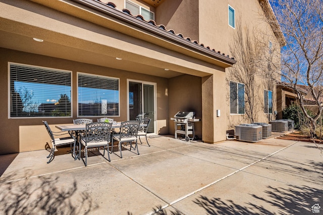 3800 Paradise Village Dr Unit 84, Santa Clara, UT 84765 - view of patio / terrace with outdoor dining space, central air condition unit, and a grill