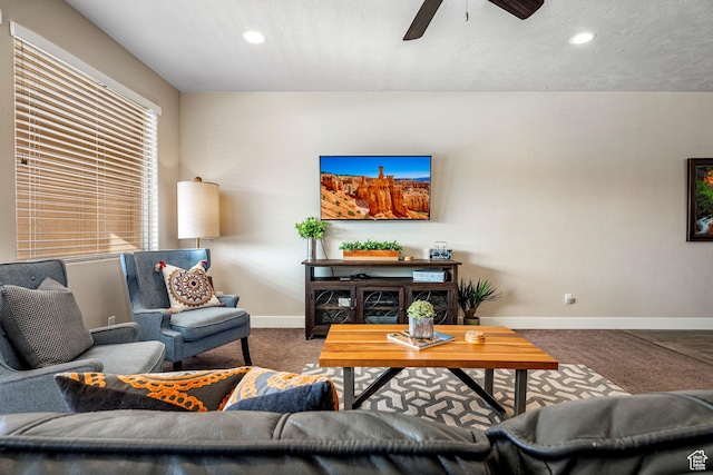 3800 Paradise Village Dr Unit 84, Santa Clara, UT 84765 - carpeted living room featuring baseboards, a ceiling fan, and recessed lighting
