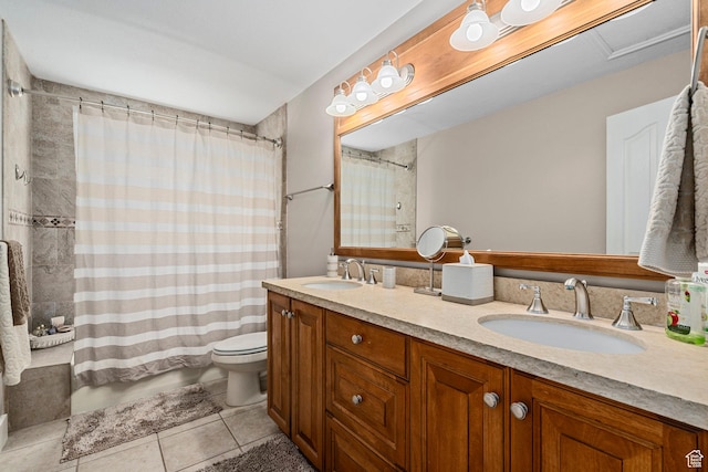 10927 S Lostwood Dr, Sandy, UT 84092 - bathroom with tile patterned flooring, toilet, and double vanity