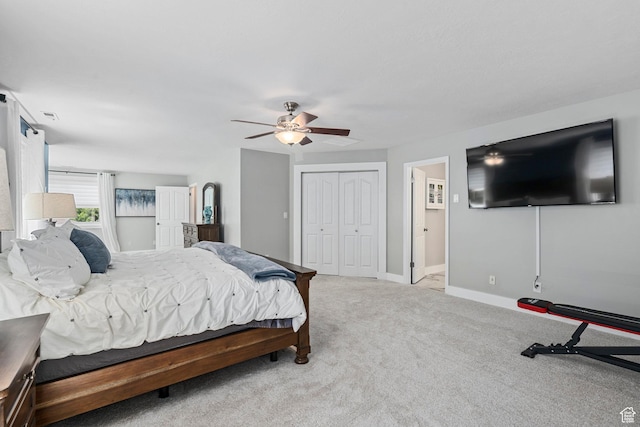 10927 S Lostwood Dr, Sandy, UT 84092 - bedroom with carpet flooring, baseboards, a closet, and a ceiling fan