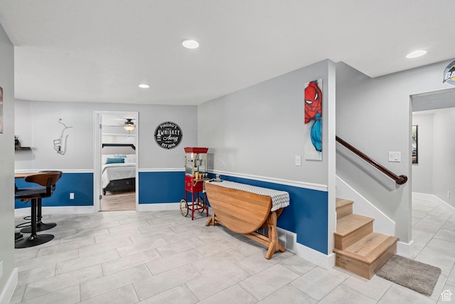 10927 S Lostwood Dr, Sandy, UT 84092 - game room with ceiling fan, recessed lighting, and baseboards