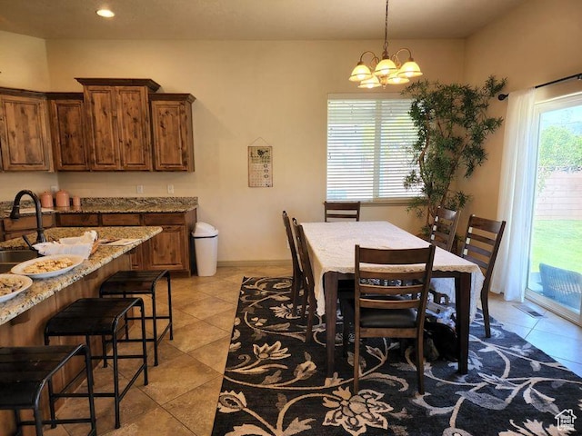 779 S 1850 W, Cedar City, UT 84720 - dining space featuring light tile patterned flooring, a chandelier, and recessed lighting