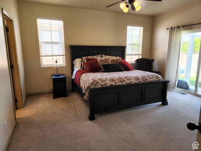 779 S 1850 W, Cedar City, UT 84720 - bedroom featuring access to outside, light colored carpet, ceiling fan, and baseboards