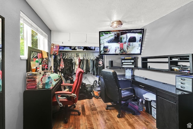 4825 S Burch Creek Dr E, South Ogden, UT 84403 - office area featuring wood finished floors and a textured ceiling