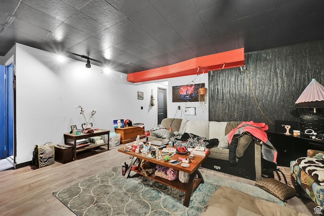 4825 S Burch Creek Dr E, South Ogden, UT 84403 - living area featuring wood finished floors and rail lighting