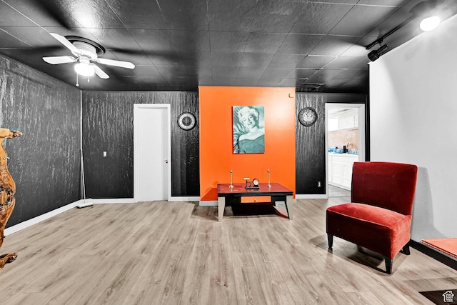 4825 S Burch Creek Dr E, South Ogden, UT 84403 - sitting room with wood finished floors, ceiling fan, and baseboards